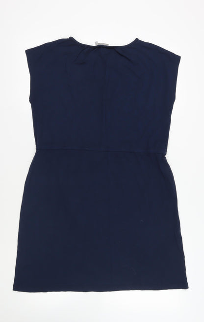 Fransa Womens Blue Viscose T-Shirt Dress Size M Round Neck - Adjustable Waist
