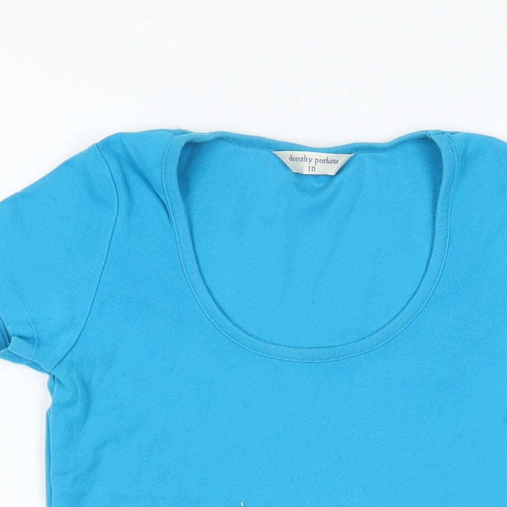 Womens UK Size 10 Dorothy Perkins Blue Basic T-Shirt