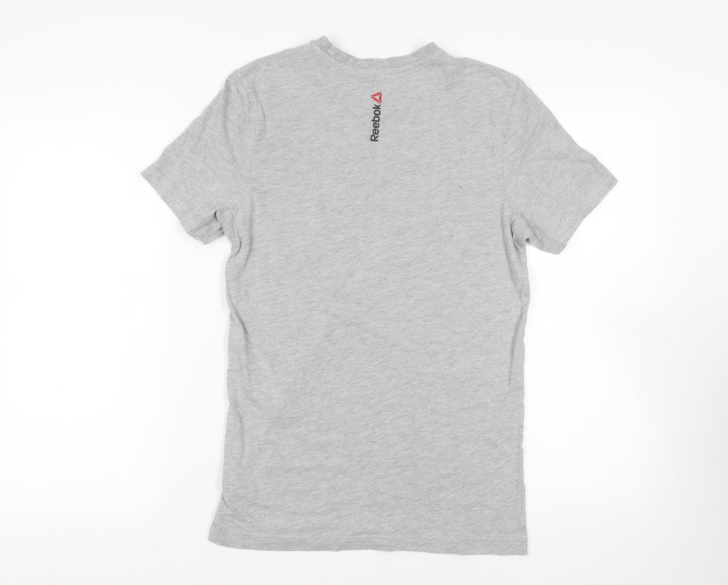 Reebok Mens Grey Cotton T-Shirt Size S Crew Neck - Logo