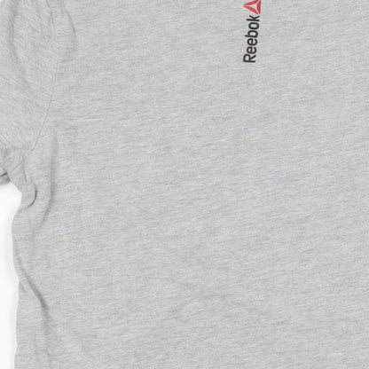Reebok Mens Grey Cotton T-Shirt Size S Crew Neck - Logo