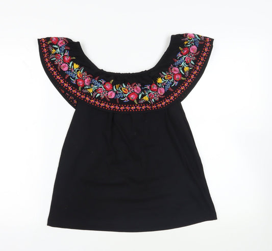 Womens UK Size S Oasis Black Basic Blouse
