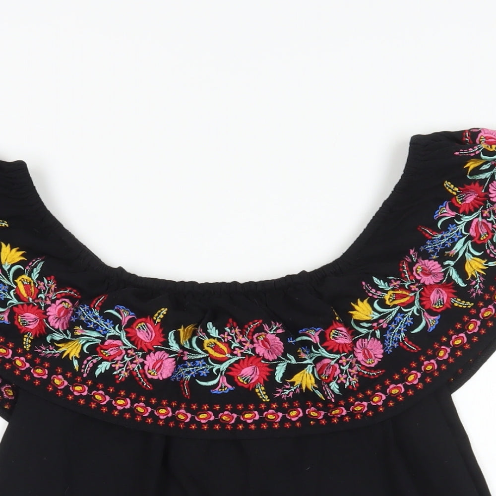 Womens UK Size S Oasis Black Basic Blouse