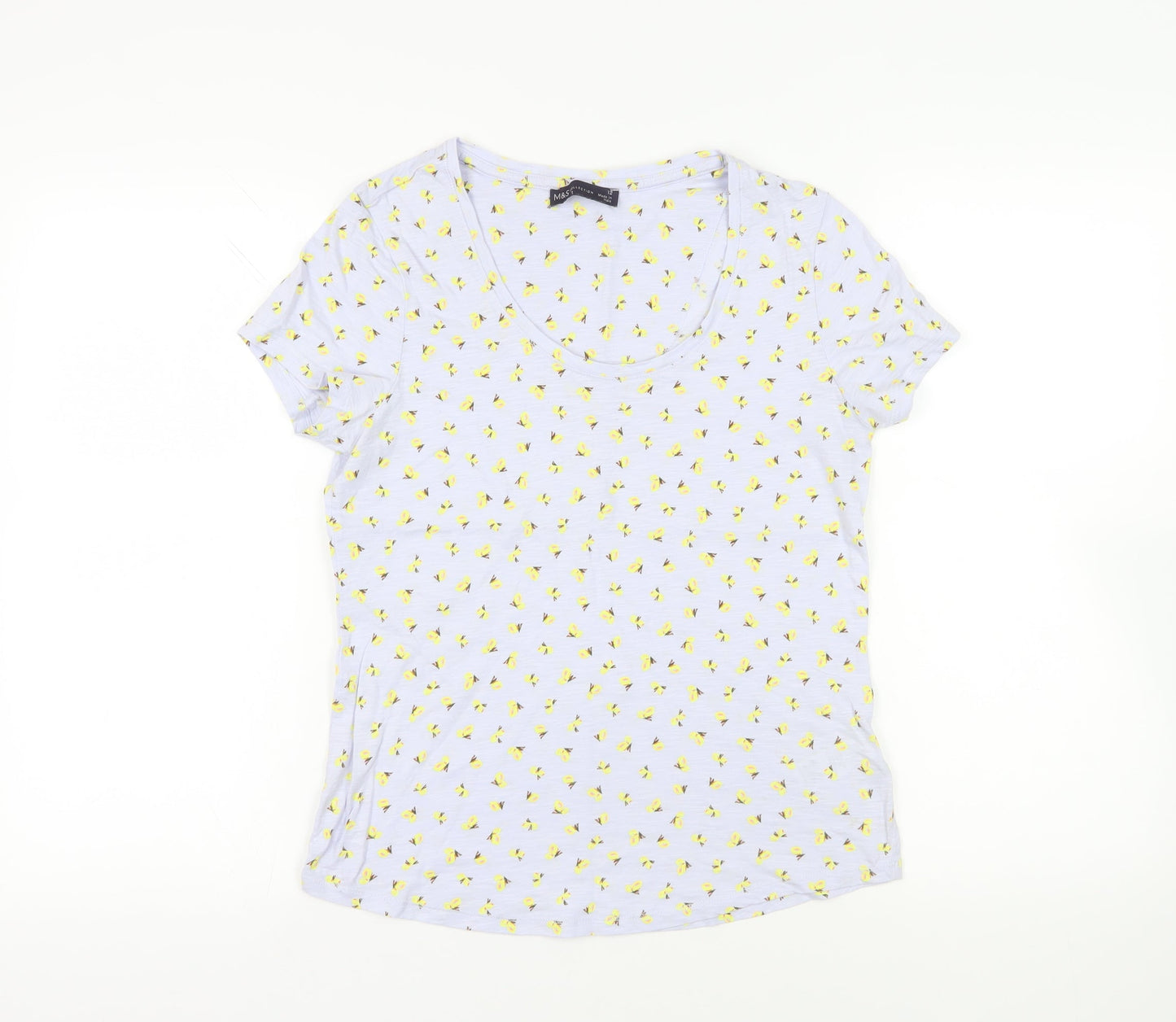 Womens UK Size 12 Marks and Spencer Blue Basic T-Shirt