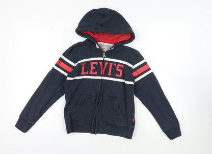 Levi's Boys Blue Cotton Full Zip Hoodie Size 12 Years Zip - Logo Pockets