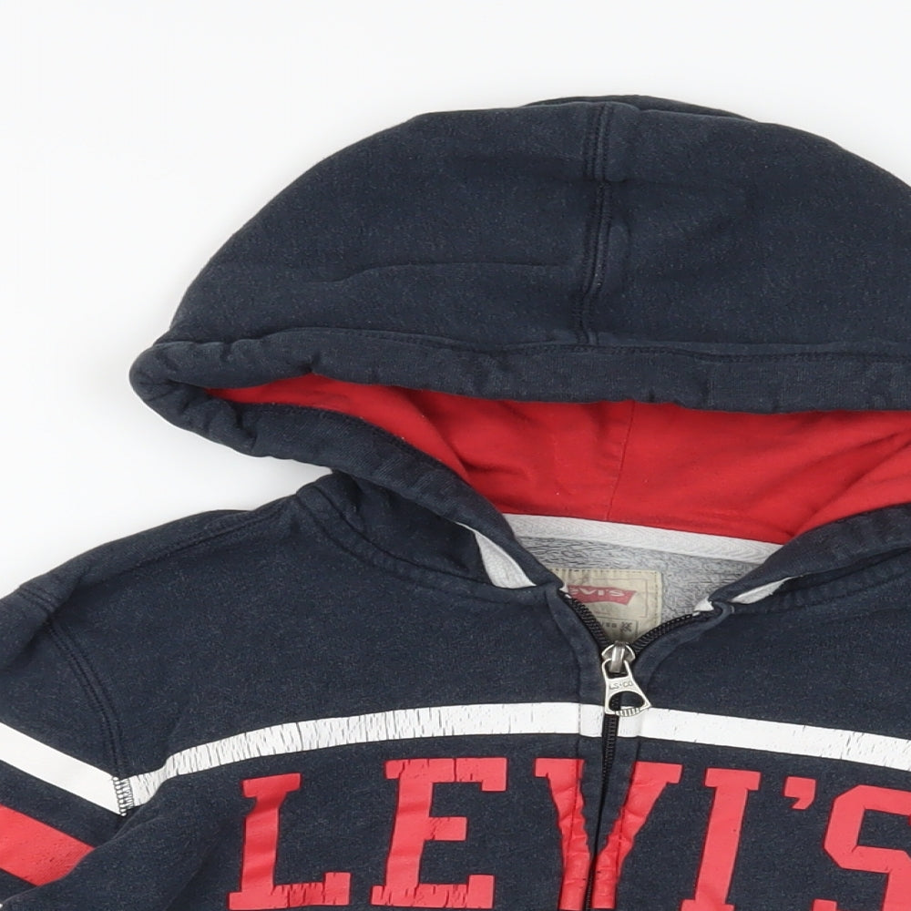 Levi's Boys Blue Cotton Full Zip Hoodie Size 12 Years Zip - Logo Pockets