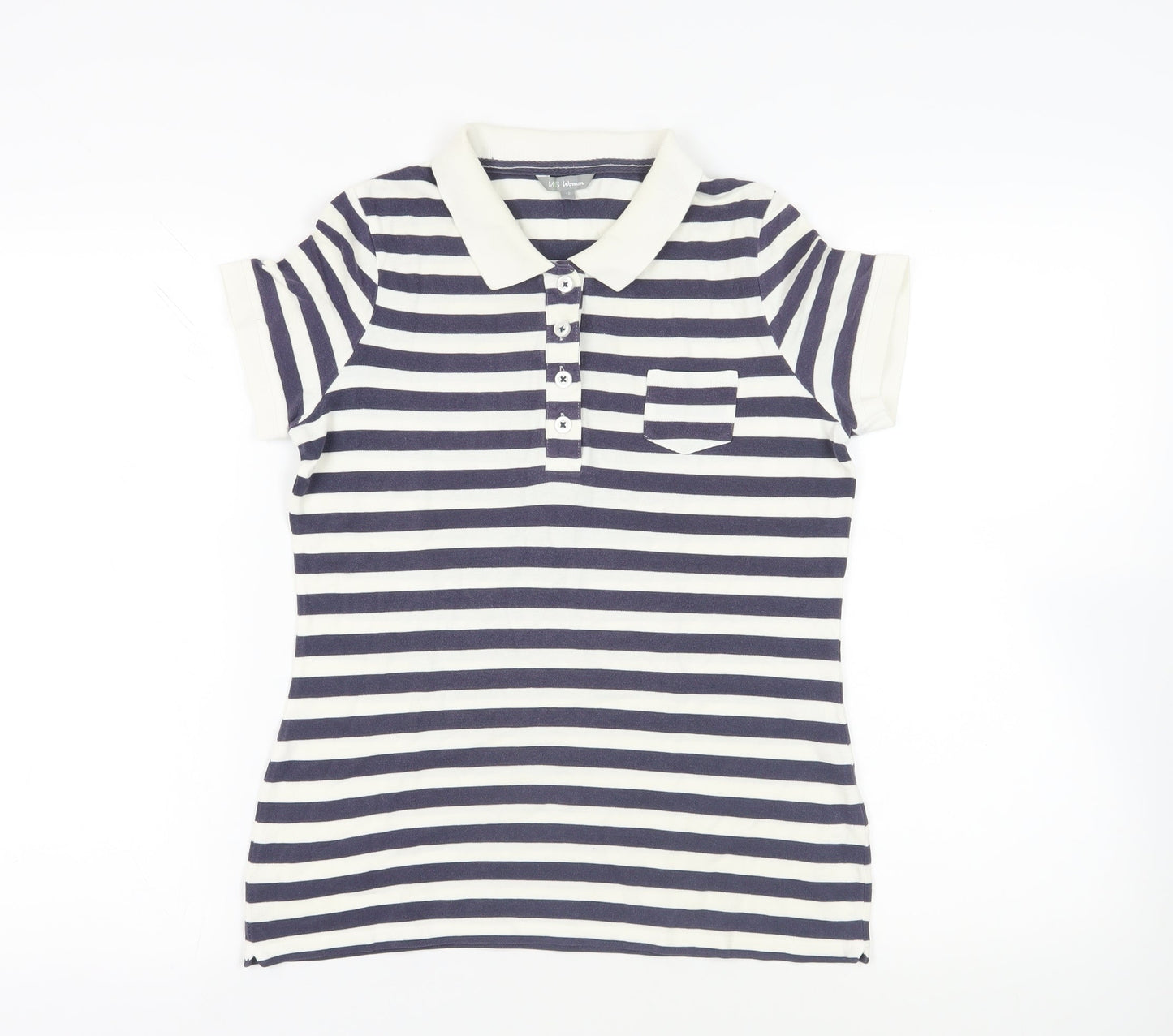Womens UK Size 12 Marks and Spencer Blue Basic Polo