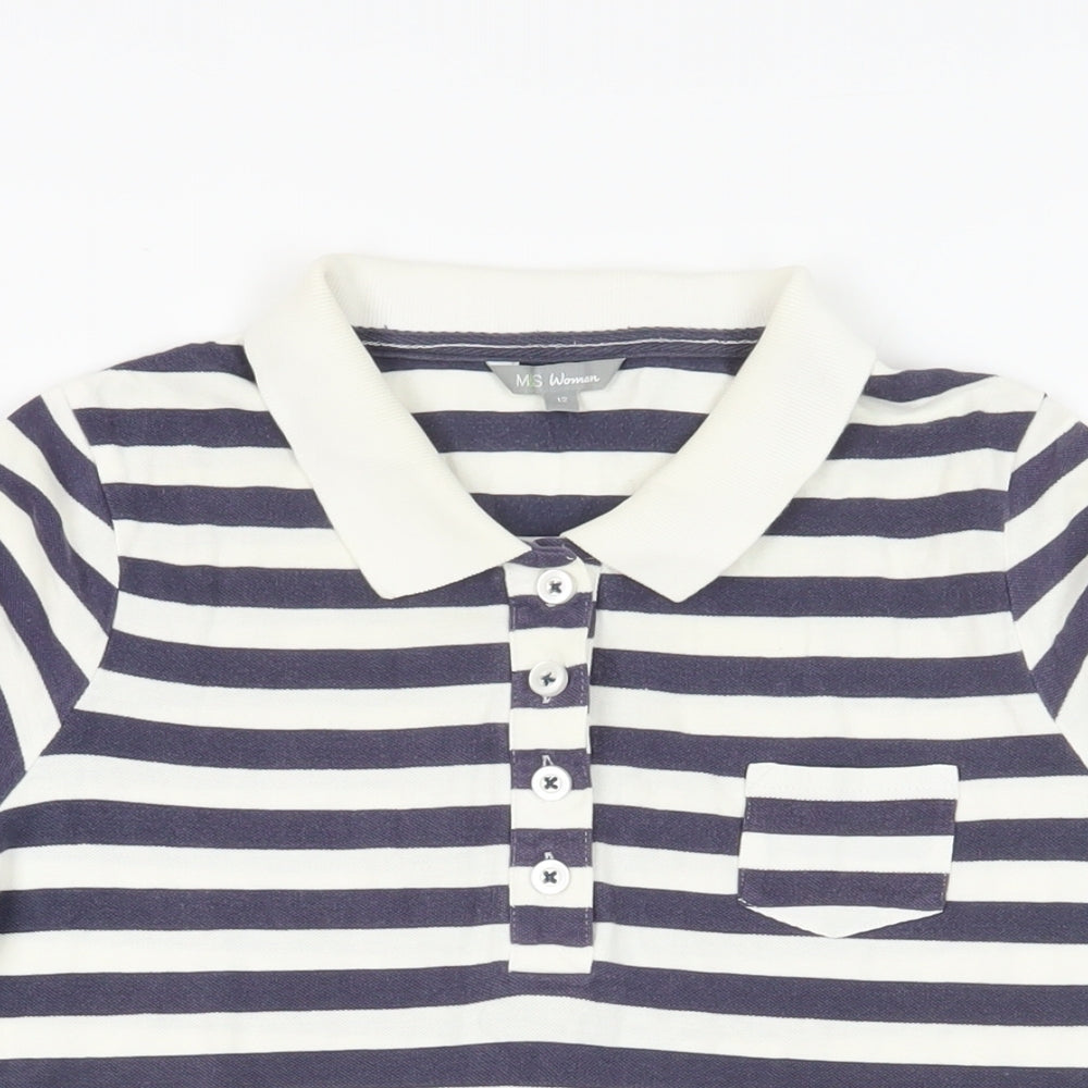 Womens UK Size 12 Marks and Spencer Blue Basic Polo