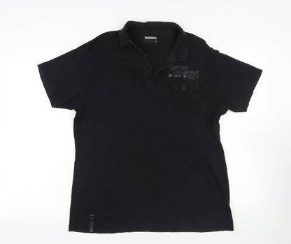 Burton Mens Black Cotton Polo Size L Collared Pullover - Pocket Detail