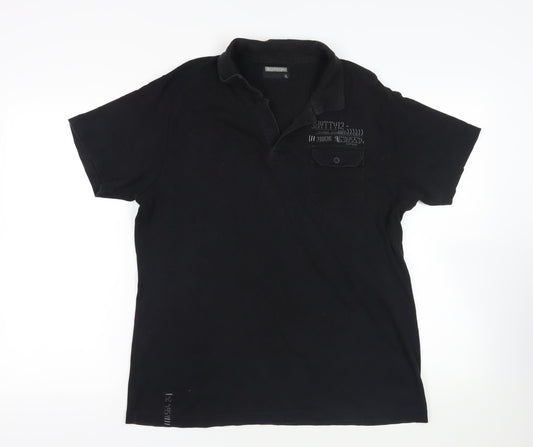 Burton Mens Black Cotton Polo Size L Collared Pullover - Pocket Detail