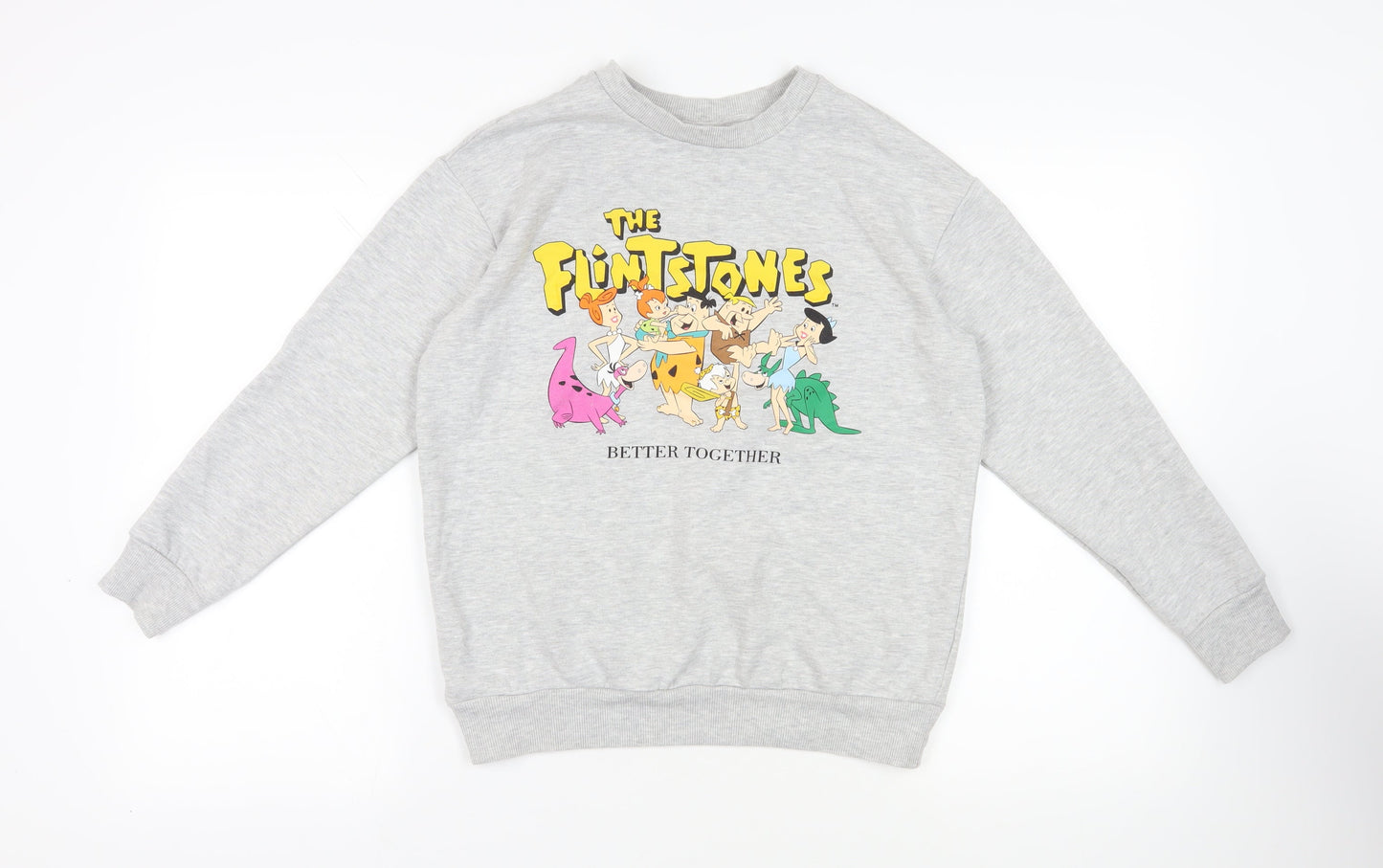 The Flintstones Womens Grey Cotton Pullover Sweatshirt Size S Pullover