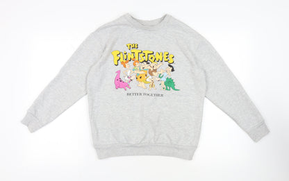 The Flintstones Womens Grey Cotton Pullover Sweatshirt Size S Pullover