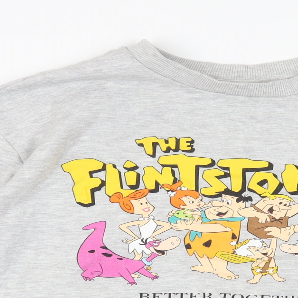 The Flintstones Womens Grey Cotton Pullover Sweatshirt Size S Pullover