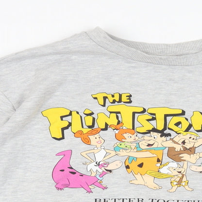 The Flintstones Womens Grey Cotton Pullover Sweatshirt Size S Pullover