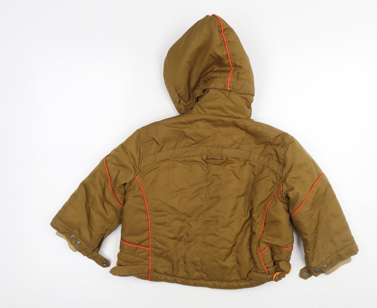 Back view of Oilliy boys’ brown jacket, size 4-5, years zip