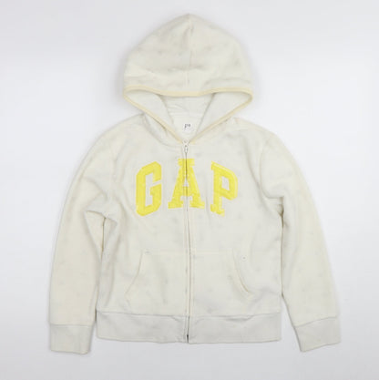 Gap Girls White Geometric Jacket Size 10 Years Zip - Logo Stars