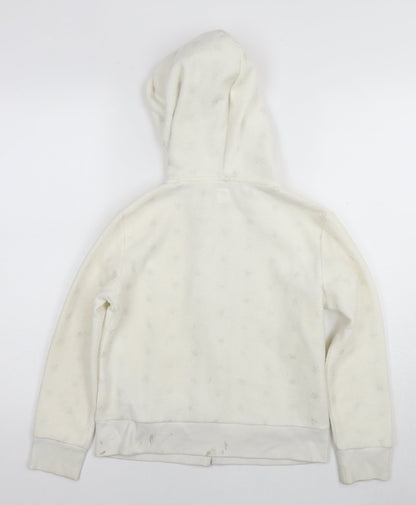 Gap Girls White Geometric Jacket Size 10 Years Zip - Logo Stars