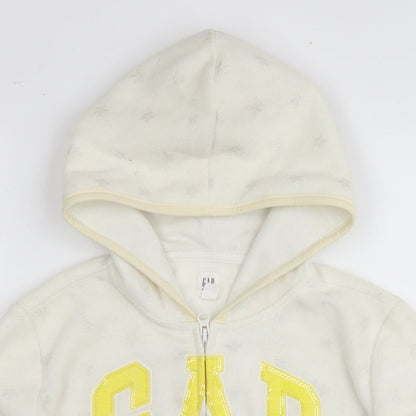 Gap Girls White Geometric Jacket Size 10 Years Zip - Logo Stars