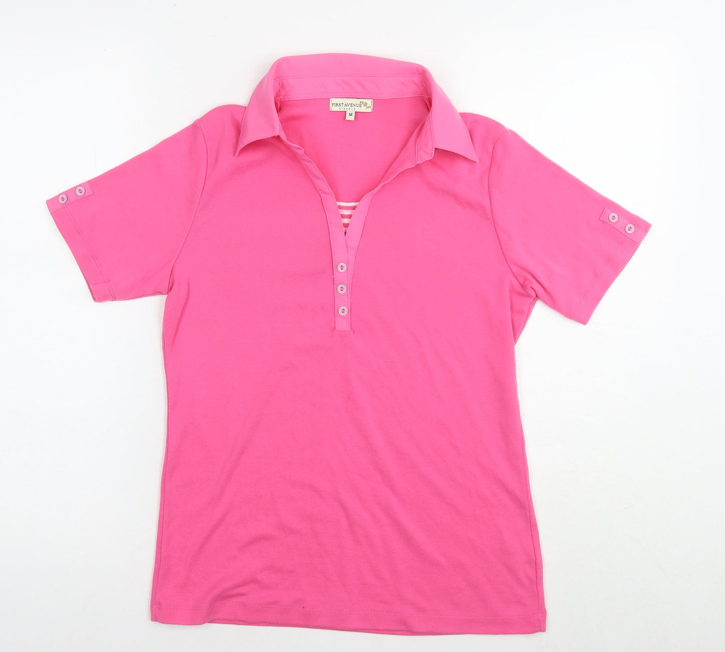 Womens UK Size M First Avenue Pink Basic Polo