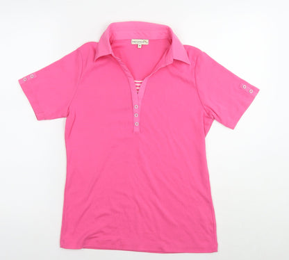 Womens UK Size M First Avenue Pink Basic Polo