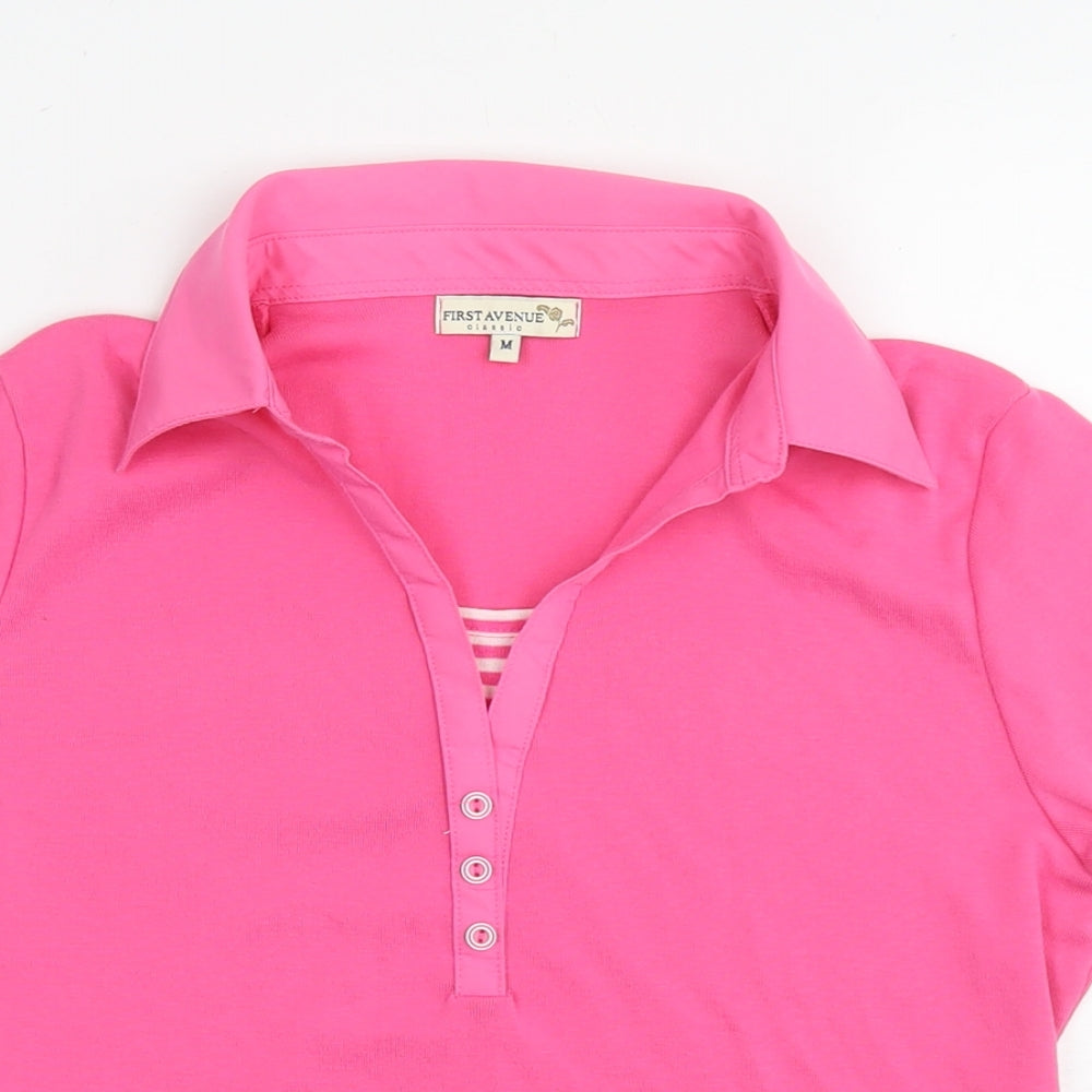 Womens UK Size M First Avenue Pink Basic Polo