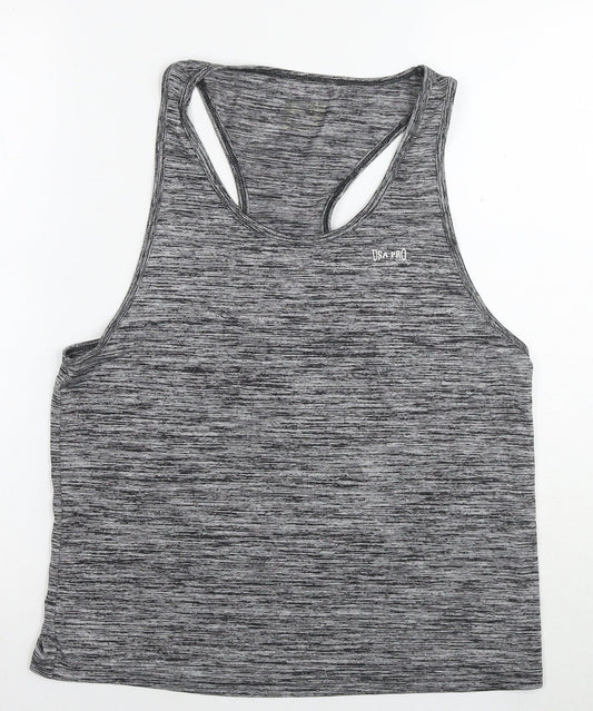 USA Pro Womens Grey Polyester Basic Tank Size 14 Round Neck Pullover
