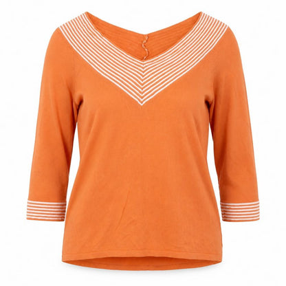 Crazy Lane Womens Orange V-Neck Viscose Pullover Jumper Size S