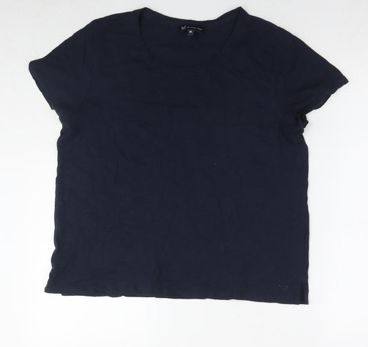 Crew Clothing Womens Blue Cotton Basic T-Shirt Size 14 Round Neck
