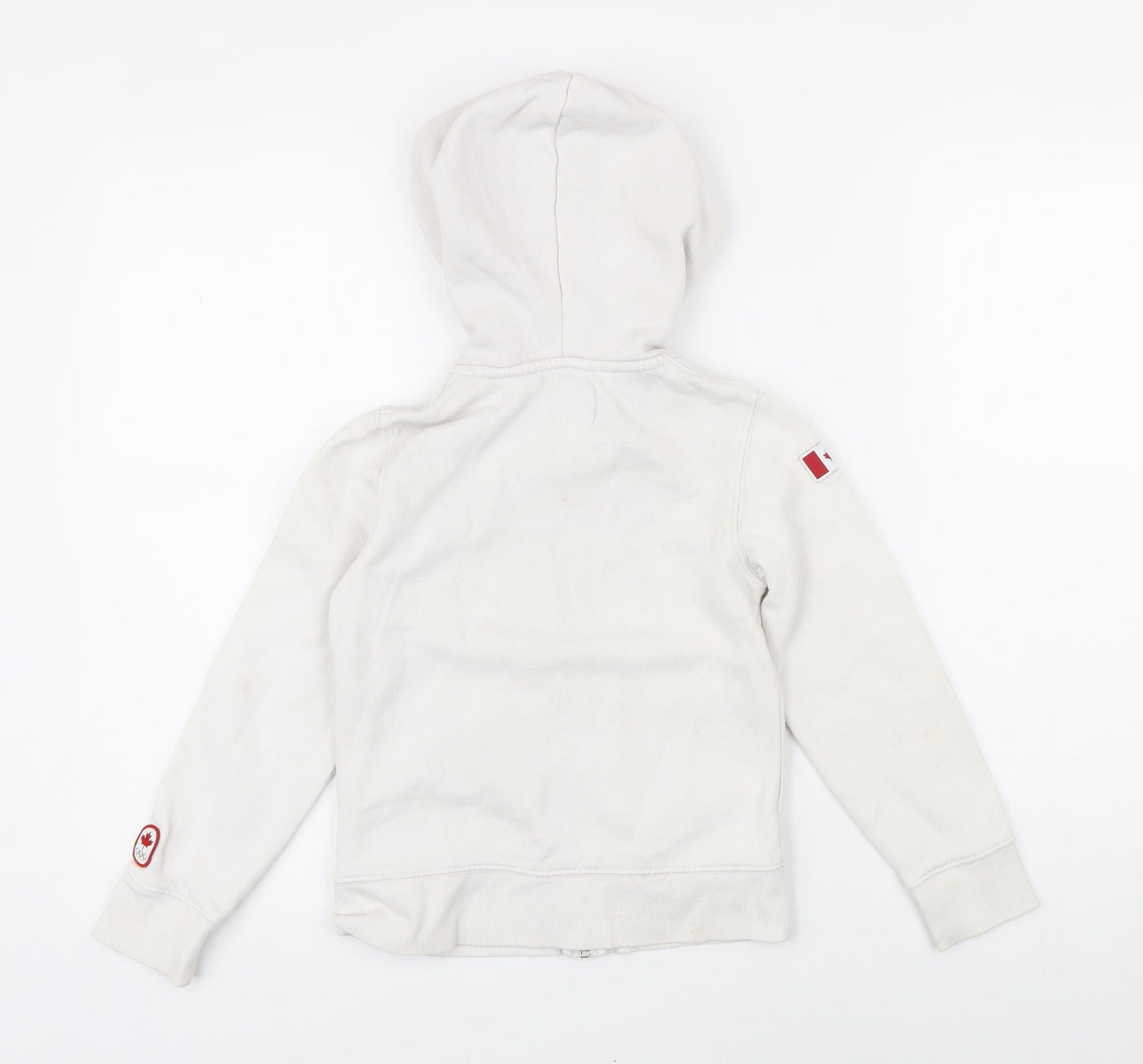 Canada Girls White Cotton Full Zip Hoodie Size 6 Years Zip - Canada
