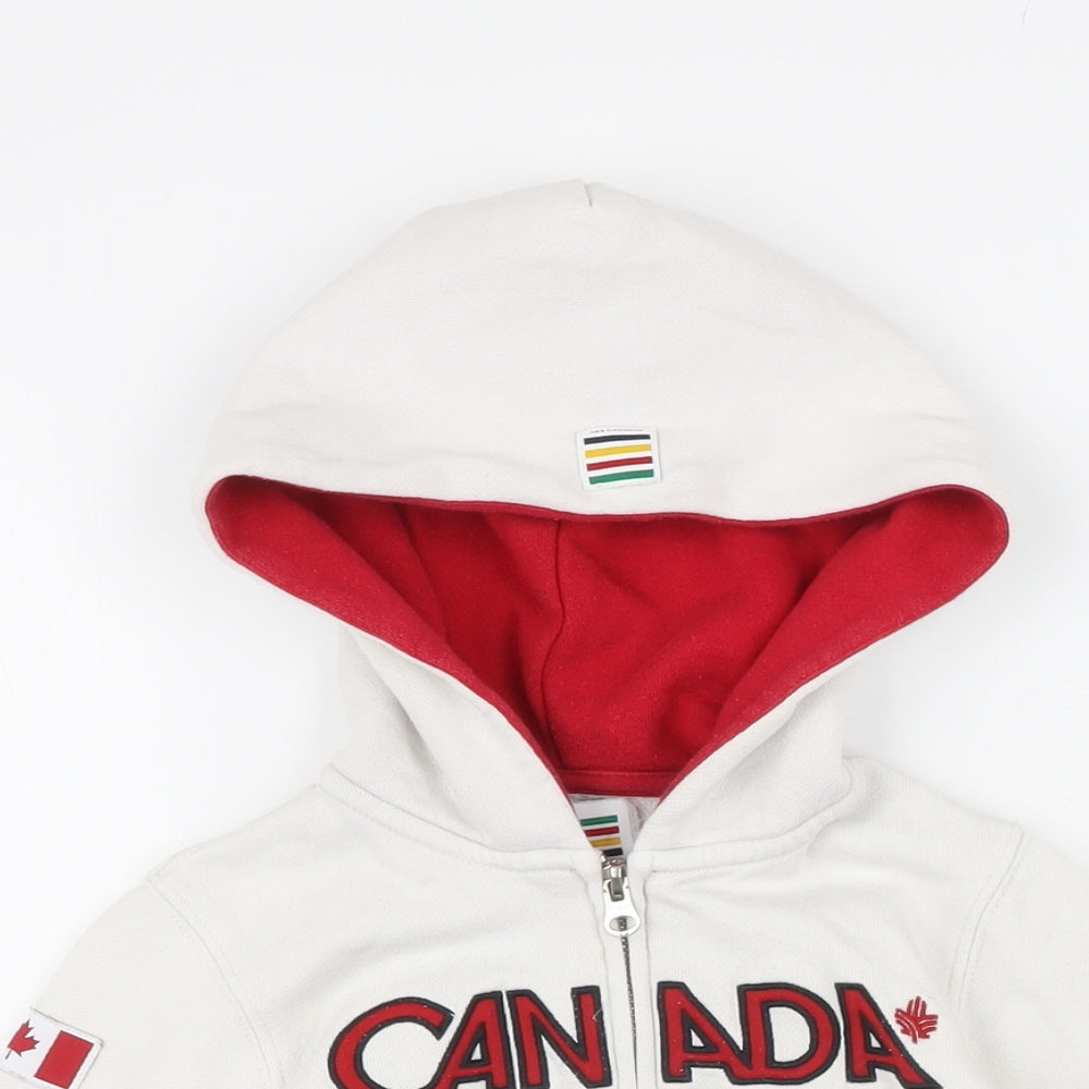Canada Girls White Cotton Full Zip Hoodie Size 6 Years Zip - Canada