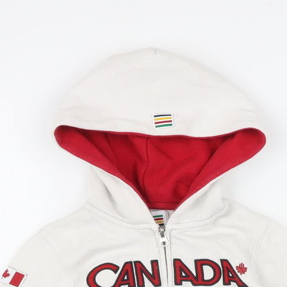 Canada Girls White Cotton Full Zip Hoodie Size 6 Years Zip - Canada