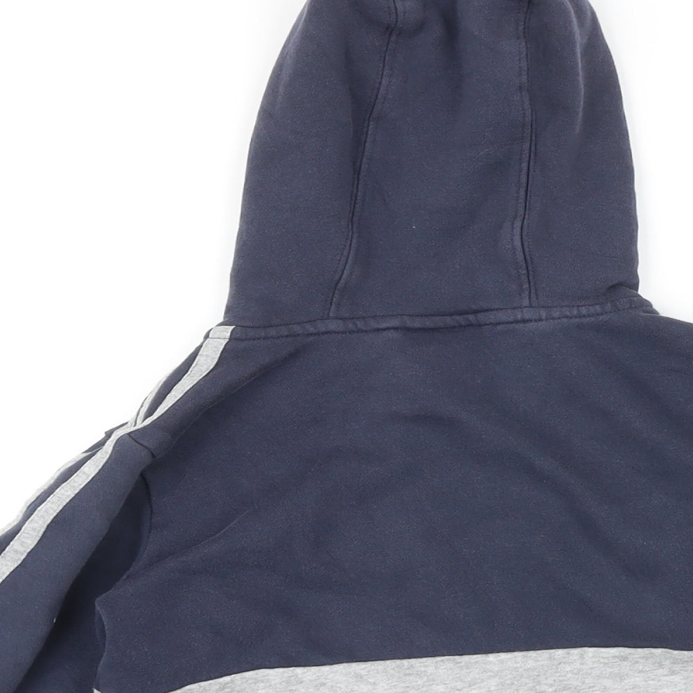 Addidas Boys Blue Colourblock Cotton Full Zip Hoodie Size 7-8 Years Zip