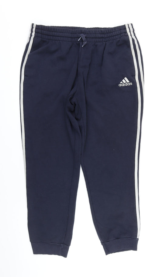 Addidas Mens Blue Cotton Jogger Leggings Size L L28 in Regular Drawstring - Elasticated waist