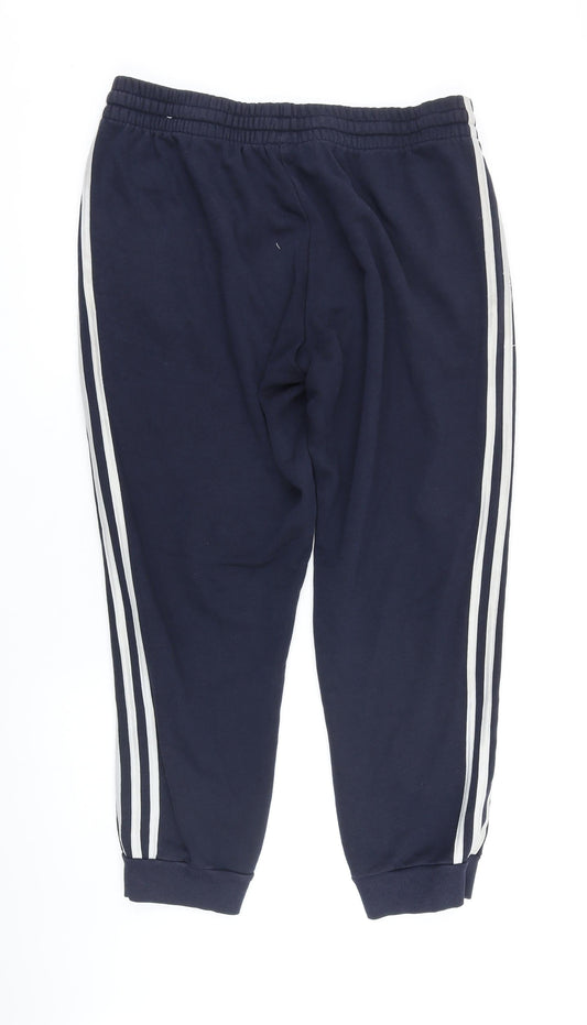 Addidas Mens Blue Cotton Jogger Leggings Size L L28 in Regular Drawstring - Elasticated waist