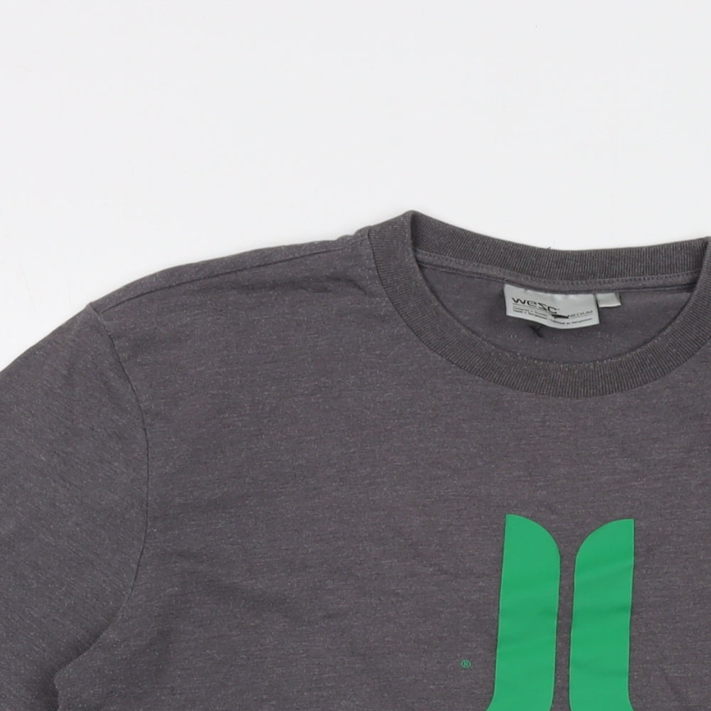 Wezc Mens Grey Cotton T-Shirt Size M Crew Neck