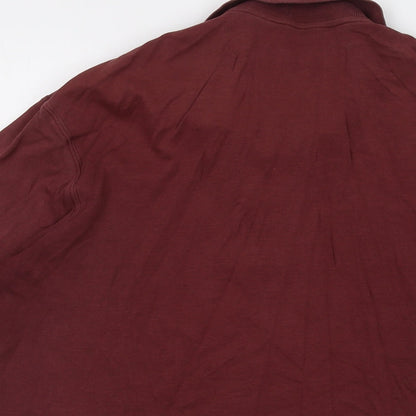 Lands' End Mens Red Cotton Polo Size M Collared Button