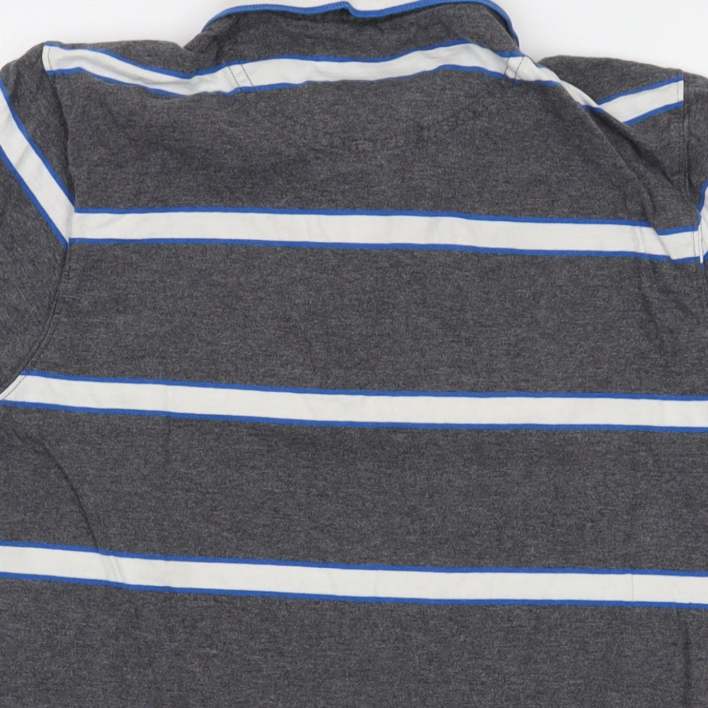 Canterbury Mens Grey Striped Cotton Polo Size S Collared Button - Rugby World Cup 2015