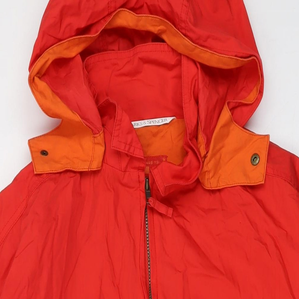 Close-up detail of Marks & Spencer boys’ red jacket, size 13-14, years zip