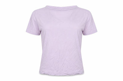 Mango Womens Purple Cotton Basic T-Shirt Size S Crew Neck