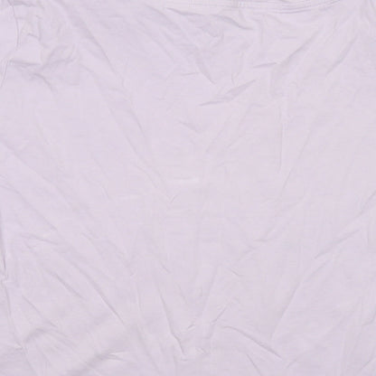 Mango Womens Purple Cotton Basic T-Shirt Size S Crew Neck