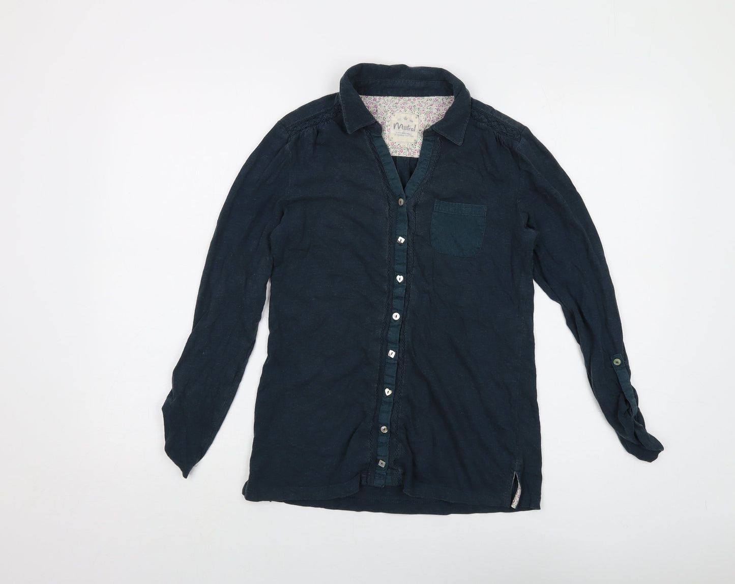 Womens UK Size 10 Mistral Blue Basic Blouse