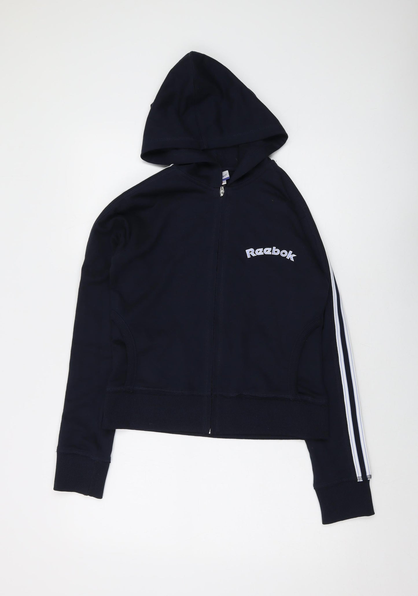 Reebok Womens Blue Polyester Full Zip Hoodie Size 12 Zip