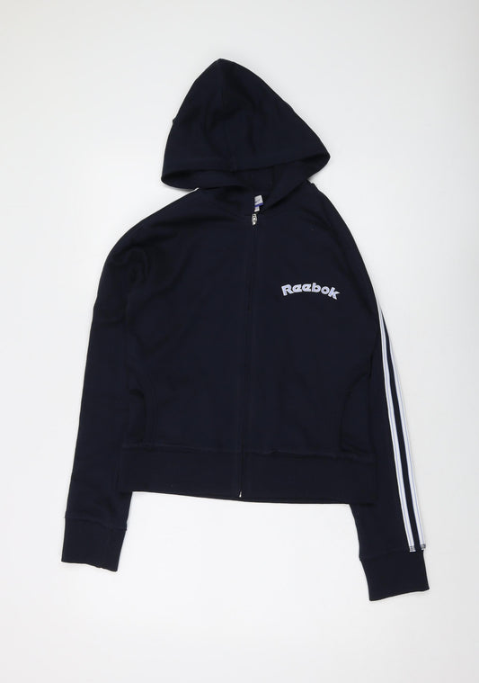 Reebok Womens Blue Polyester Full Zip Hoodie Size 12 Zip
