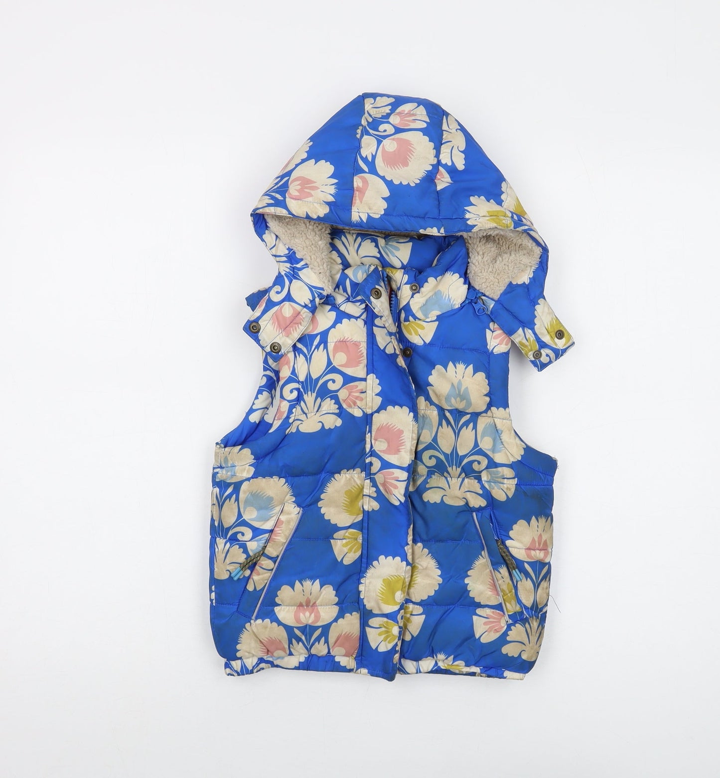 Boen Girls Blue Floral Gilet Waistcoat Size 2-3 Years Zip