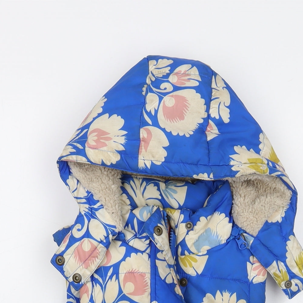 Boen Girls Blue Floral Gilet Waistcoat Size 2-3 Years Zip