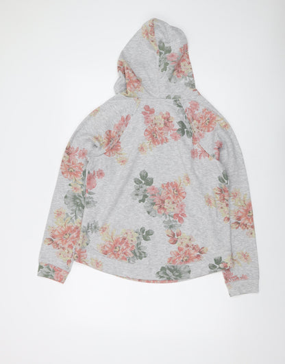 Maurices Womens Grey Floral Cotton Pullover Hoodie Size XS Pullover