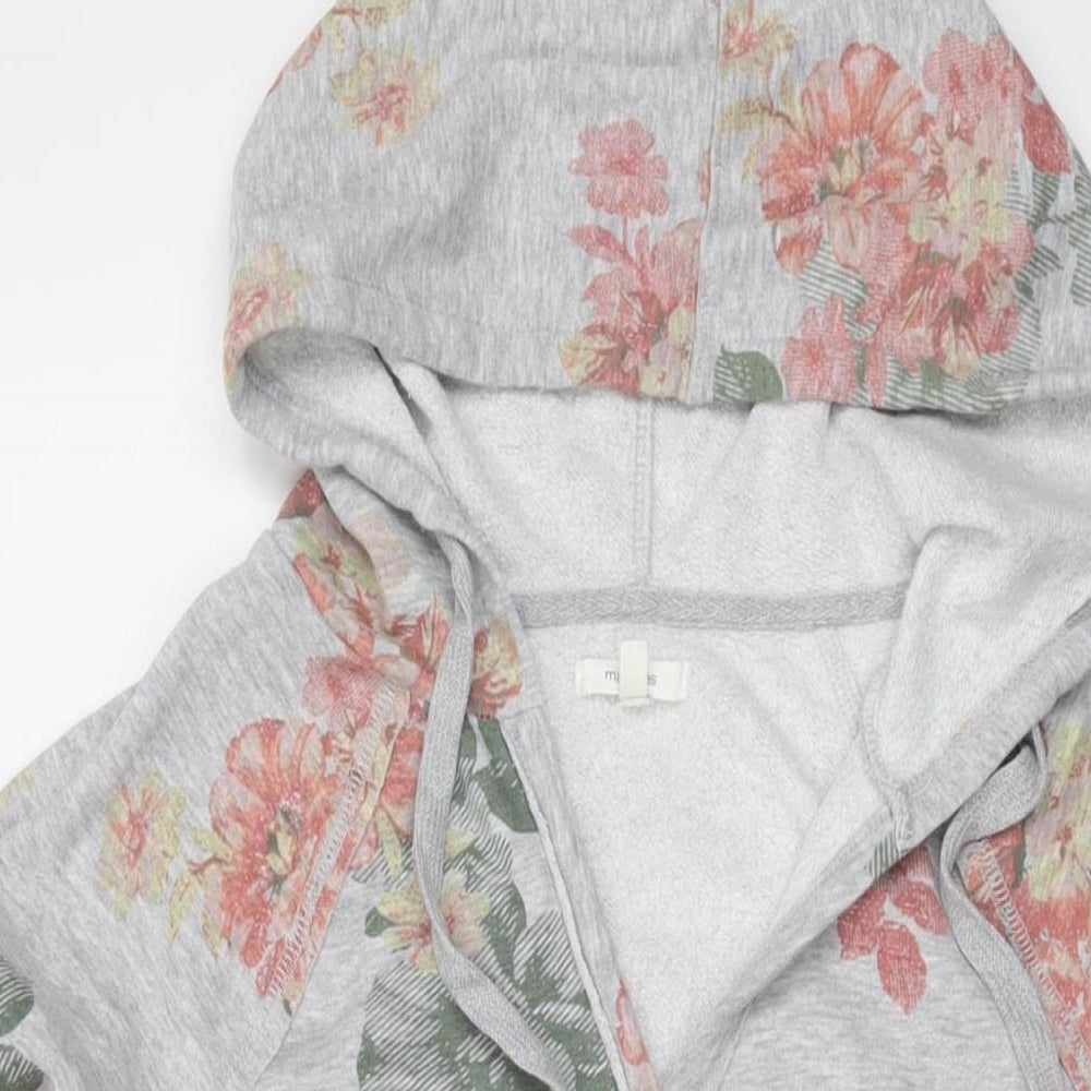 Maurices Womens Grey Floral Cotton Pullover Hoodie Size XS Pullover