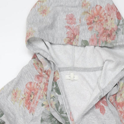 Maurices Womens Grey Floral Cotton Pullover Hoodie Size XS Pullover