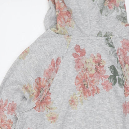 Maurices Womens Grey Floral Cotton Pullover Hoodie Size XS Pullover