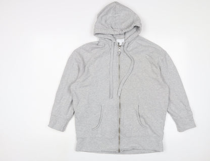 THE WHITE COMPANY Womens Grey Cotton Full Zip Hoodie Size XS Zip