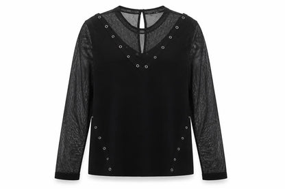 Julien Macdonald Womens Black Polyester Basic Blouse Size 12 Crew Neck